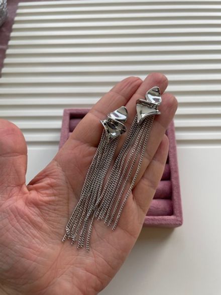 Серьги "Абстракция" с цепями, 93мм