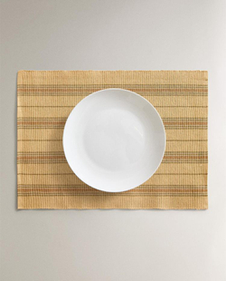 ZARA HOME ПОДСТАВКА ПОД СТОЛОВЫЕ ПРИБОРЫ В ПОЛОСКУ (НАБОР ИЗ 2 ШТ.), ОХРА