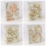 Пакет подарочный 18х23х10см "Цветы" с блёстками (Микс)