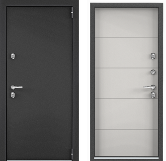 Входная стальная дверь Torex Snegir PRO темно-серый букле графит ПВХ бетон известковый S60-L2