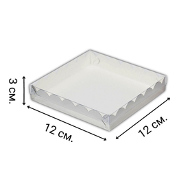 Коробочка для печенья 12х12х3 см белая