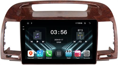 Магнитола для Toyota Camry 30 2001-2006 (рамка дерево 1) - FarCar S280 монитор 9.5" IPS на Android 13, CarPlay