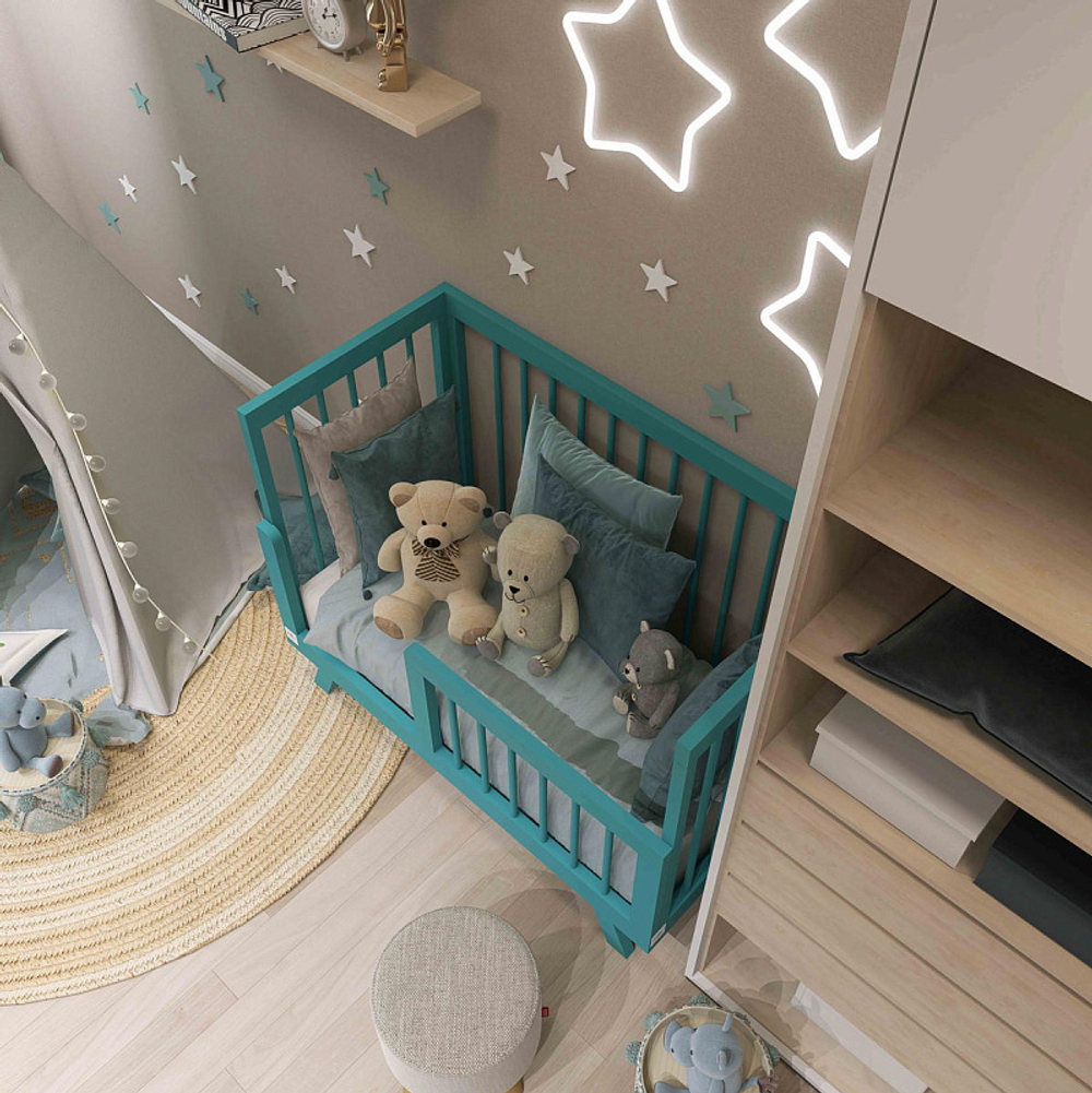 Кроватка детская Lillaland Lilla Aria с маятником Ocean Blue