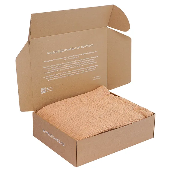 Покрывало двухстороннее из многослойного муслина цвета охры из коллекции essential, 180х250 см