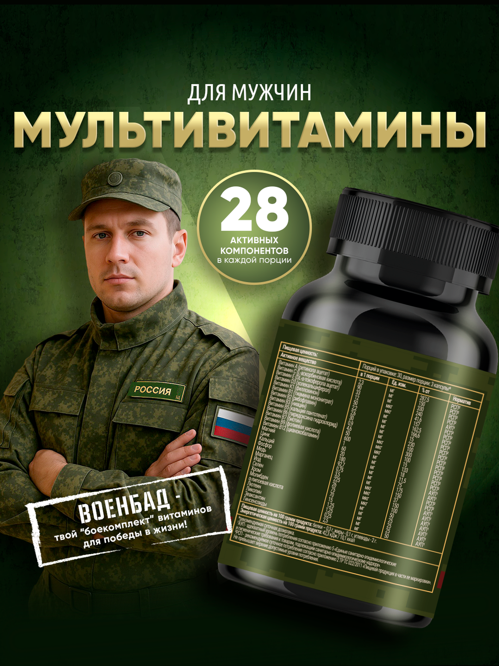 Мультивитамины для мужчин, энергия и сила, витамины и минералы, 90 капсул