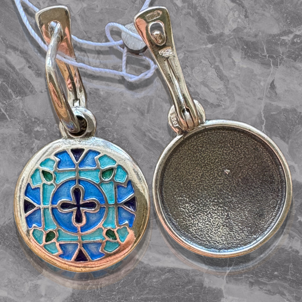 Серьги «Ольгин Крест» эмаль