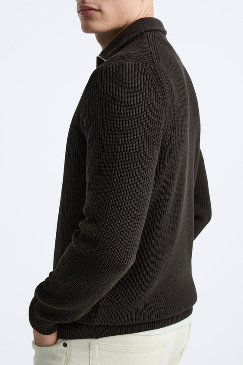 ZARA СВИТЕР С КОРОТКОЙ ЗАСТЕЖКОЙ-МОЛНИЕЙ, КОРИЧНЕВЫЙ