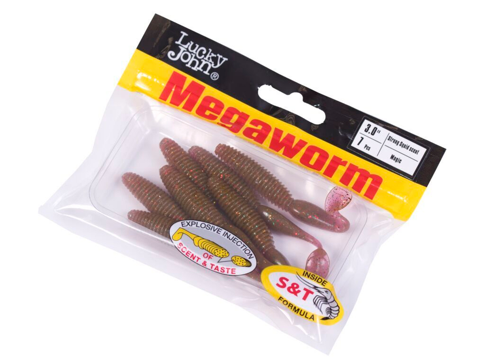Виброхвосты съедоб. искусст. LJ Pro Series MegaWorm 3,0in (7,60)/S14 7шт.