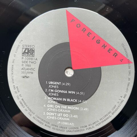 Винтажная виниловая пластинка LP Foreigner 4 (Япония 1981) (Без Оби) Girl On The Moon