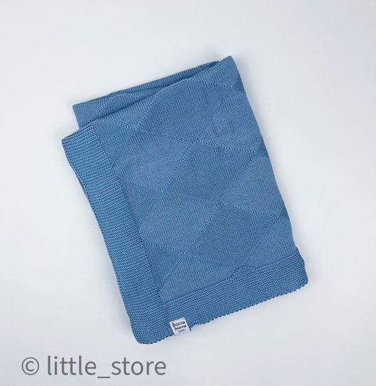 Плед вязаный "Basic" синий