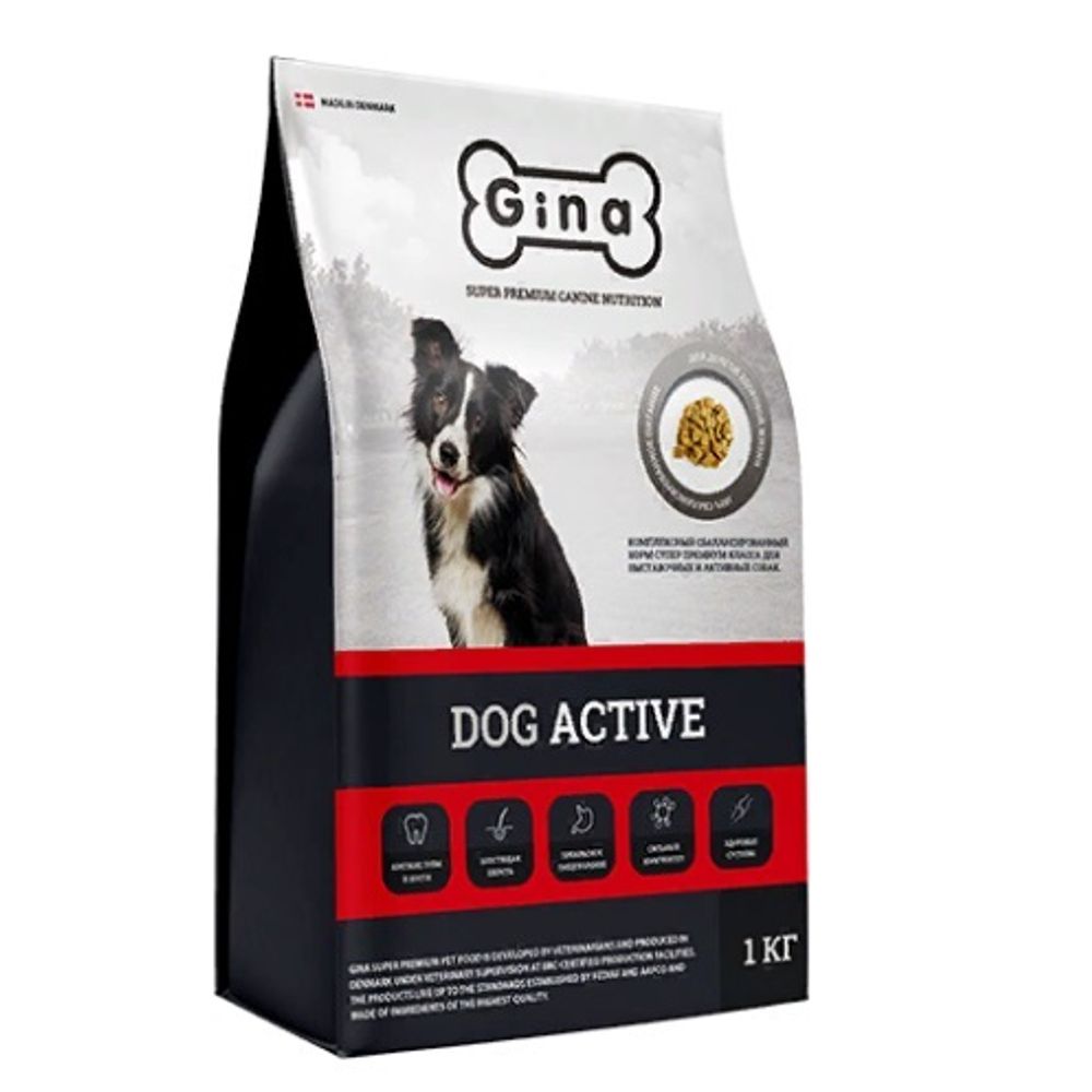 Gina Dog Active Комплексный сбалансированный корм супер премиум класса для выставочных и активных собак.