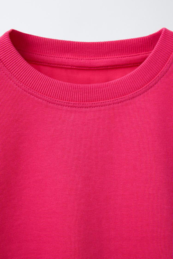 ZARA ОДНОТОННАЯ ФУТБОЛКА HEAVY WEIGHT, ЦВЕТ ФУКСИИ