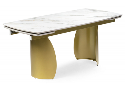 Керамический стол Woodville Готланд 180(240)х90х79 вяз скандинавский, золото