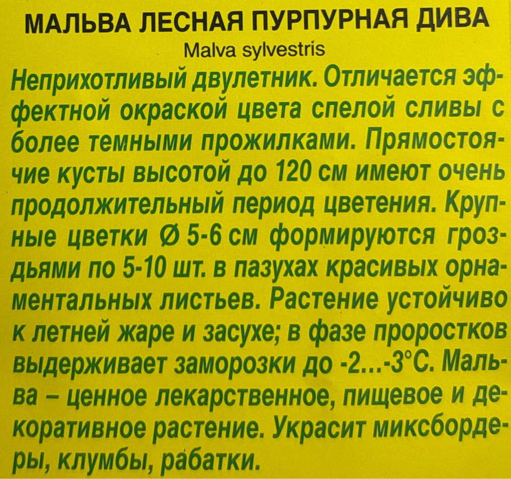Мальва Пурпурная дива 0,1 г СМЦ-949