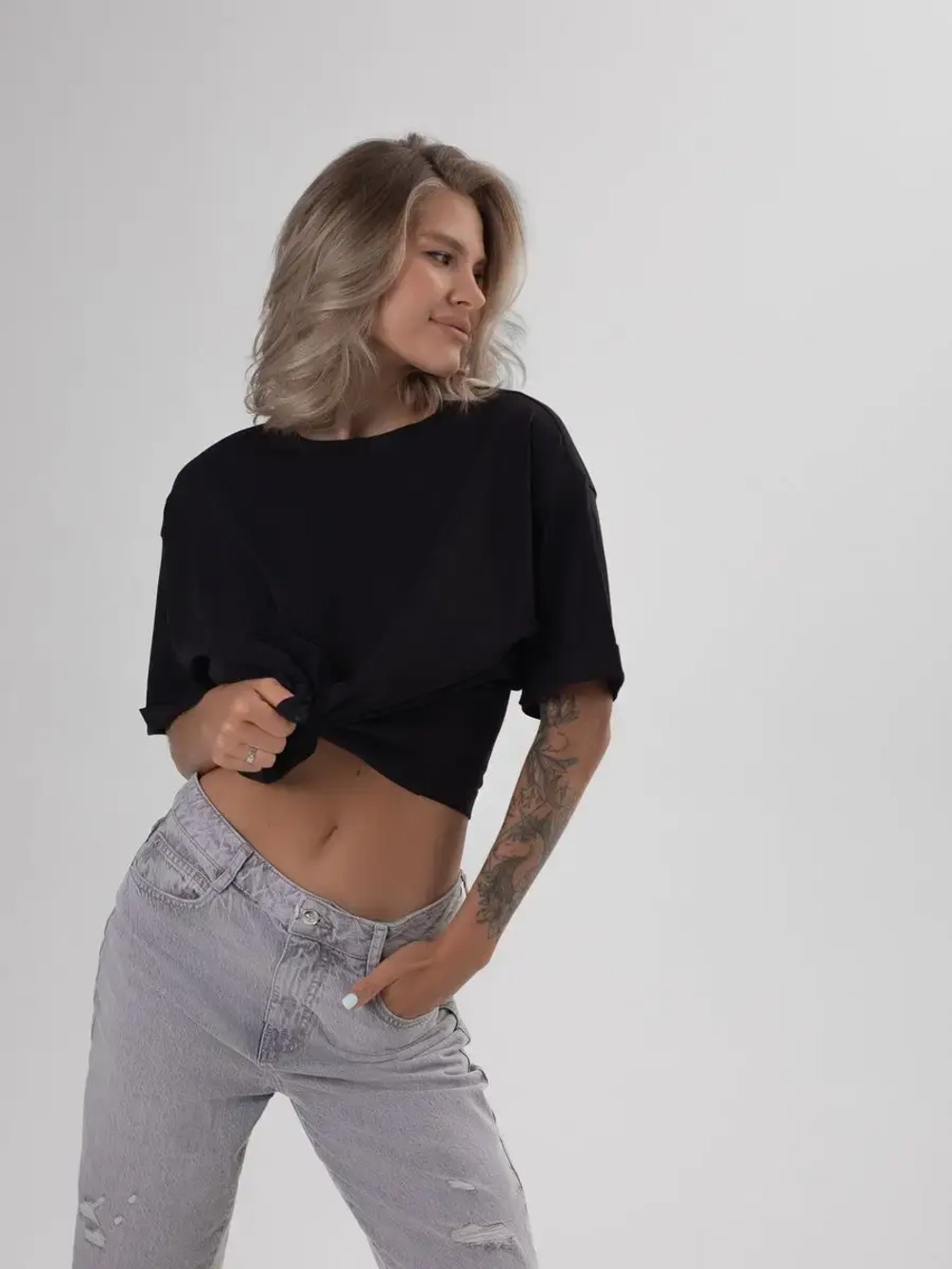 Футболка укороченная оверсайз кроп топ