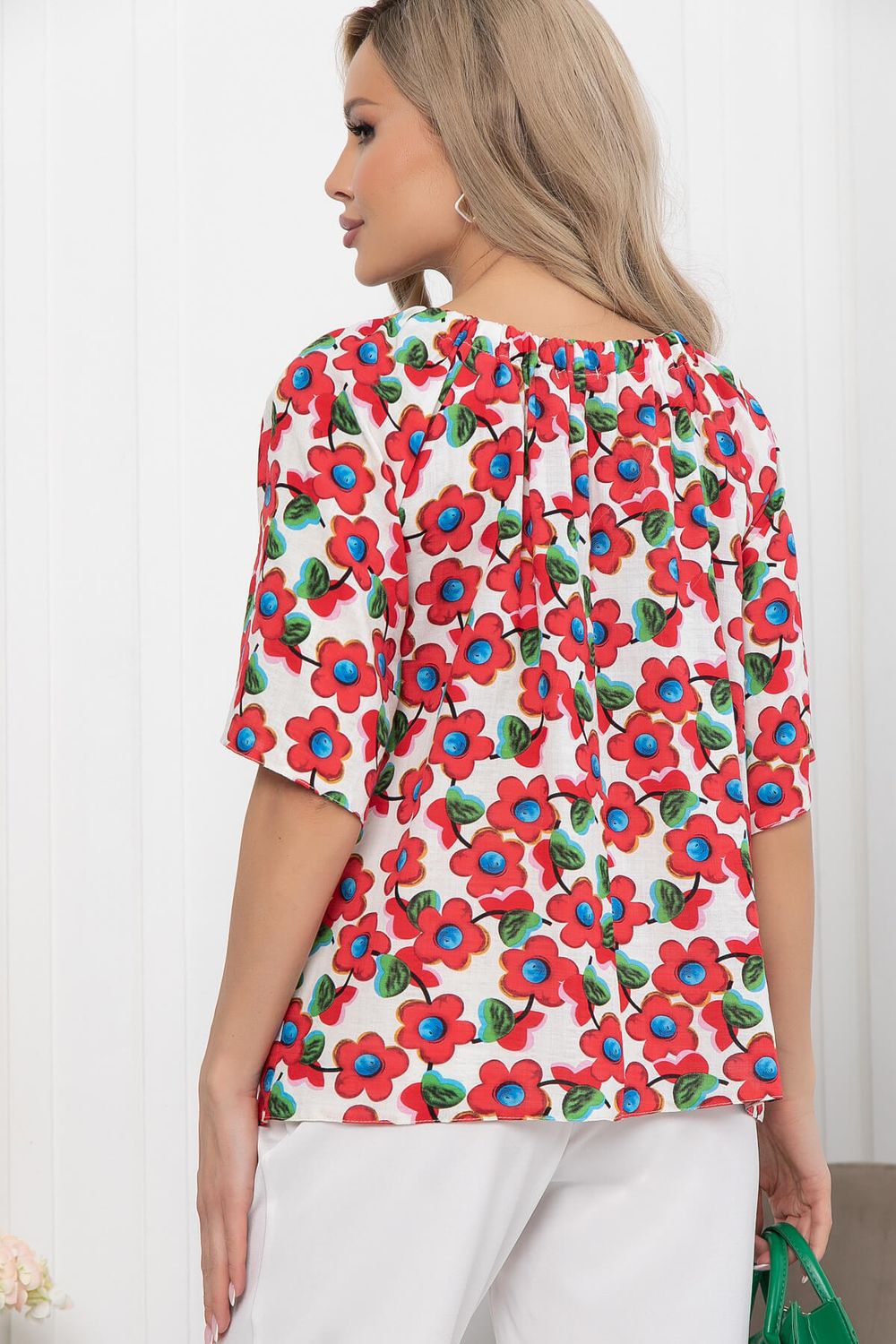 Блуза "Аксинья" (цветы на белом) Б5945 LT Collection