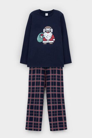 пижама  для мальчика  К 1600/глубокий синий,шотландская клетка