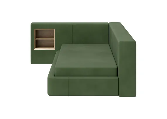 Диван-кровать Cube c нишей M (зелено-голубой FiberGuardе)