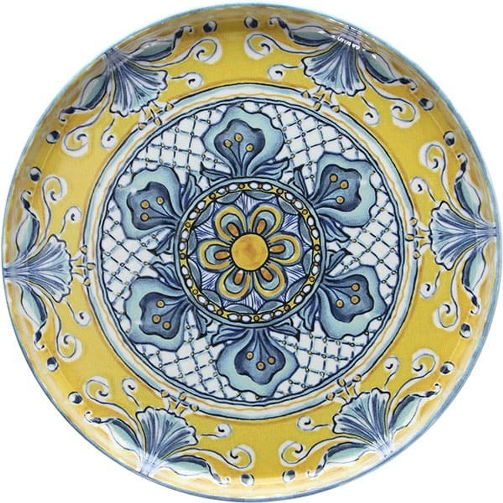 Тарелка «Позитано» с бортом;фарфор;D=270,H=25мм;васильк.,горчич. (Цвет: синий)