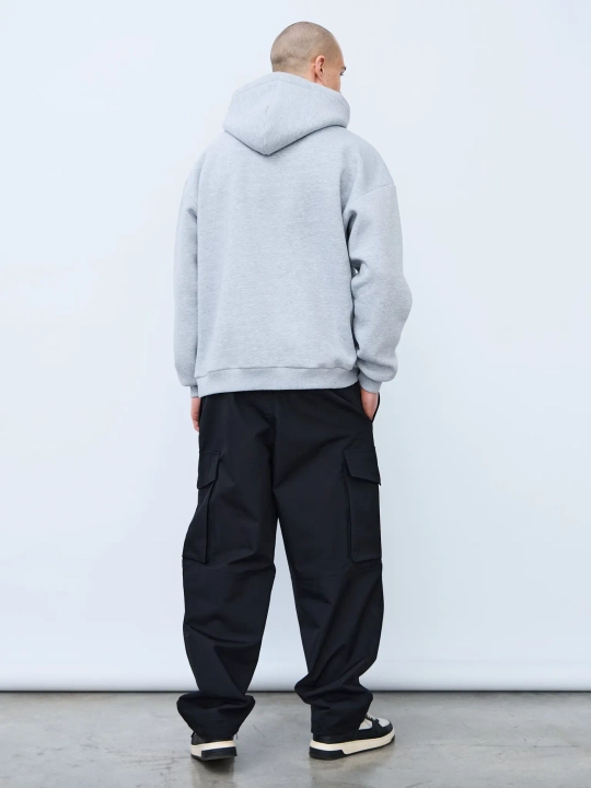 Худи оверсайз с начесом (серый меланж)