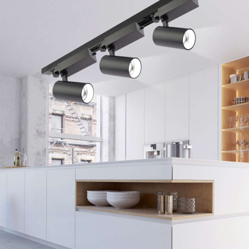 Трековый светильник трехфазный ЭРА SТR-30-36-30K-B30 светодиодный 30Вт 3000K черный | Трехфазные трековые светильники