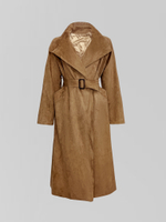 Тренч LJHY 25319 однотонный замшевый на запах с поясом