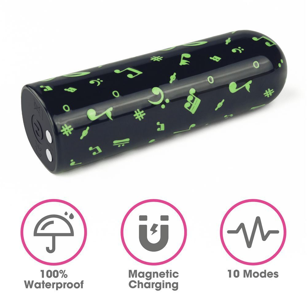 Мини-вибратор Rechargeable Glow-in-the-dark Music Massager - 8,5 см. (Цвет: черный)