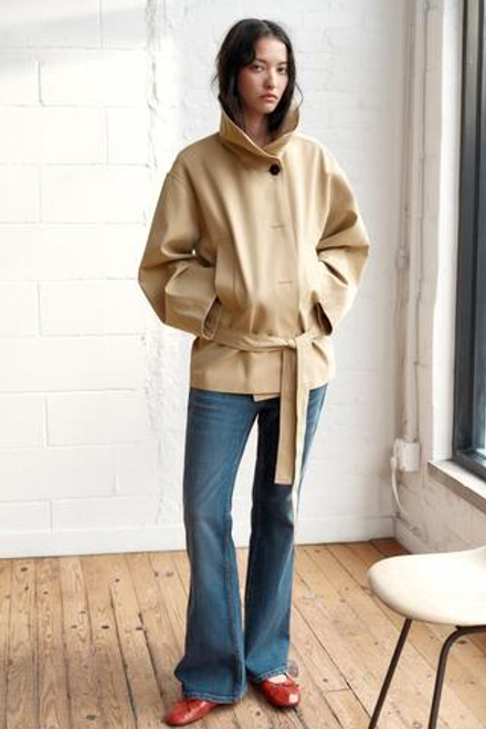 ZARA КОРОТКИЙ ТРЕНЧ С ПОЯСОМ, СВЕТЛЫЙ РЫЖЕВАТО-КОРИЧНЕВЫЙ