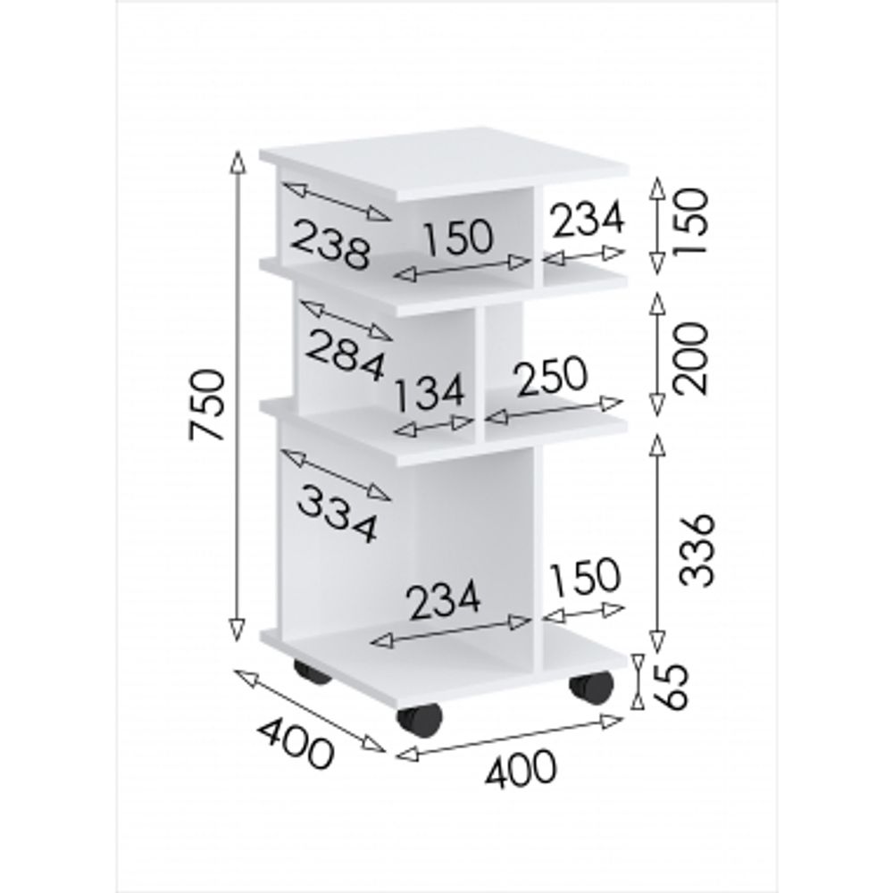 Стеллаж мобильный Париж (Белый), МФ 1+1, г. Уфа