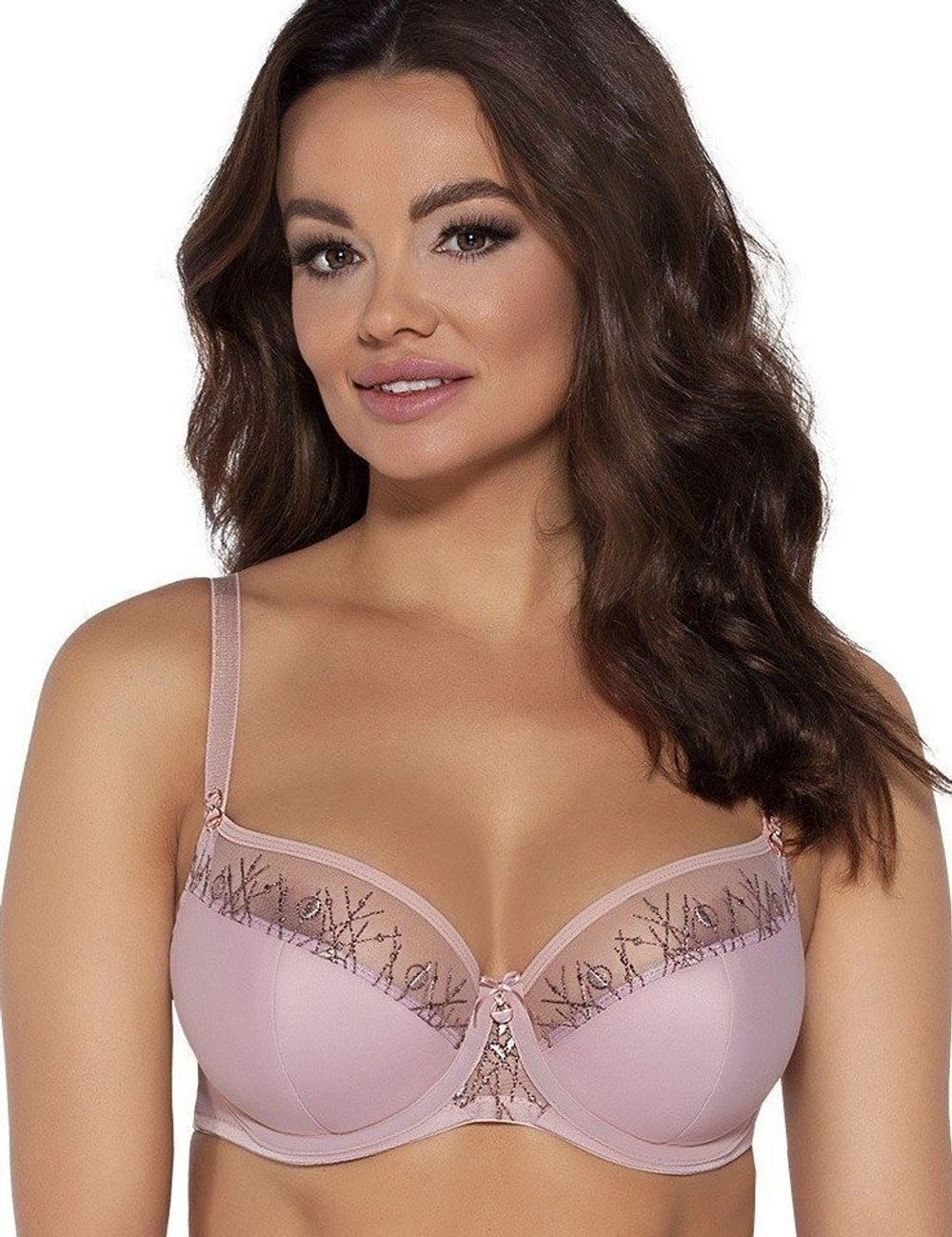 Бюстгальтер на косточках с вышивкой люрексом (Размер: 90F) (Цвет: розовый)