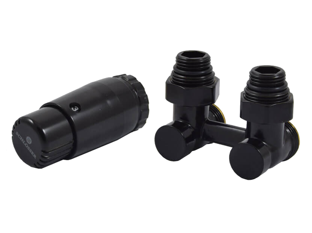 Комплект узла нижнего подкл угловой STANDARD 3/4&amp;quot; (Ral 9005) с термогол. М30х1,5, ниппеля 1/2&amp;quot;Х3/4&amp;quot;