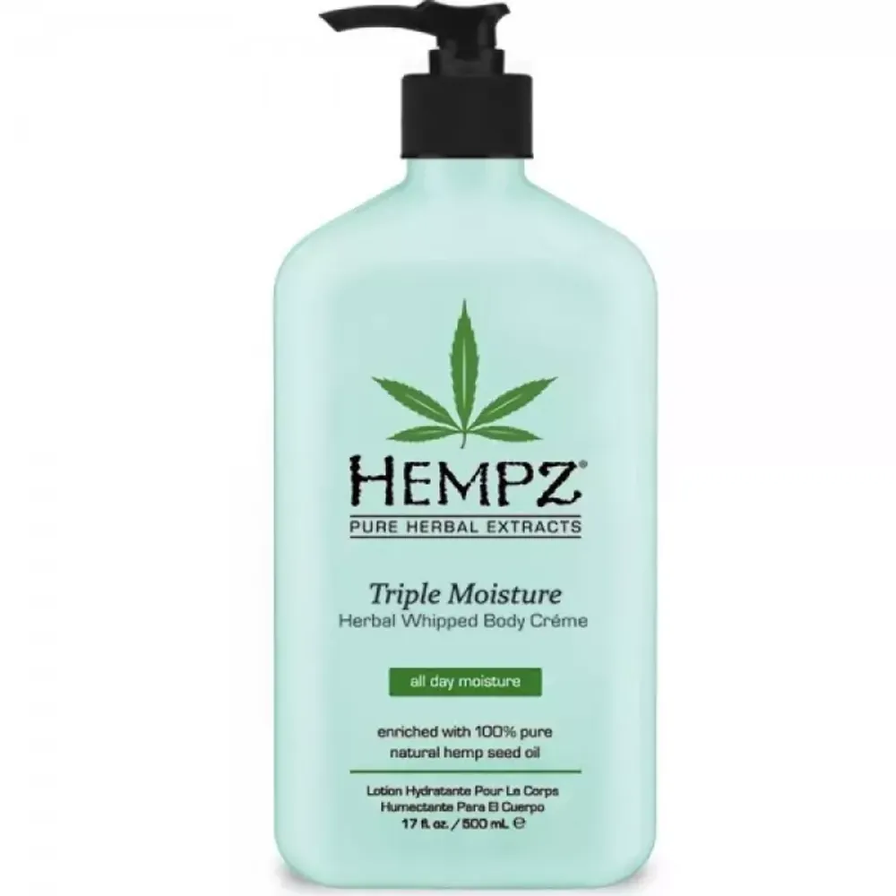 Hempz triple moisture herbal whipped body creme all day moisture enriched with 100% pure natural hemp seed oil 500ml