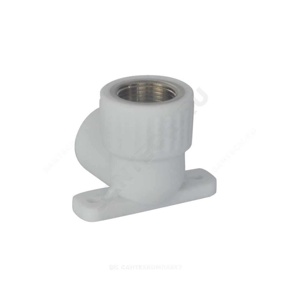 Угольник PP-R комбинированный белый Дн 25х3/4" ВР с креплением VALFEX 10120125