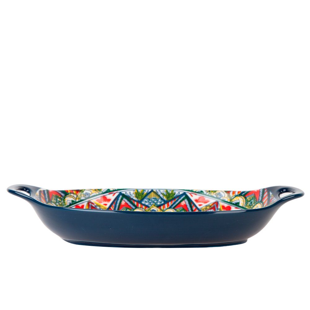 Блюдо с ручками "Arabesque" (синий) 31*20*5см (min6) (транспортная упаковка)