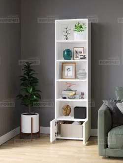 Деревянный стеллаж напольный для игрушек и книг с дверцами