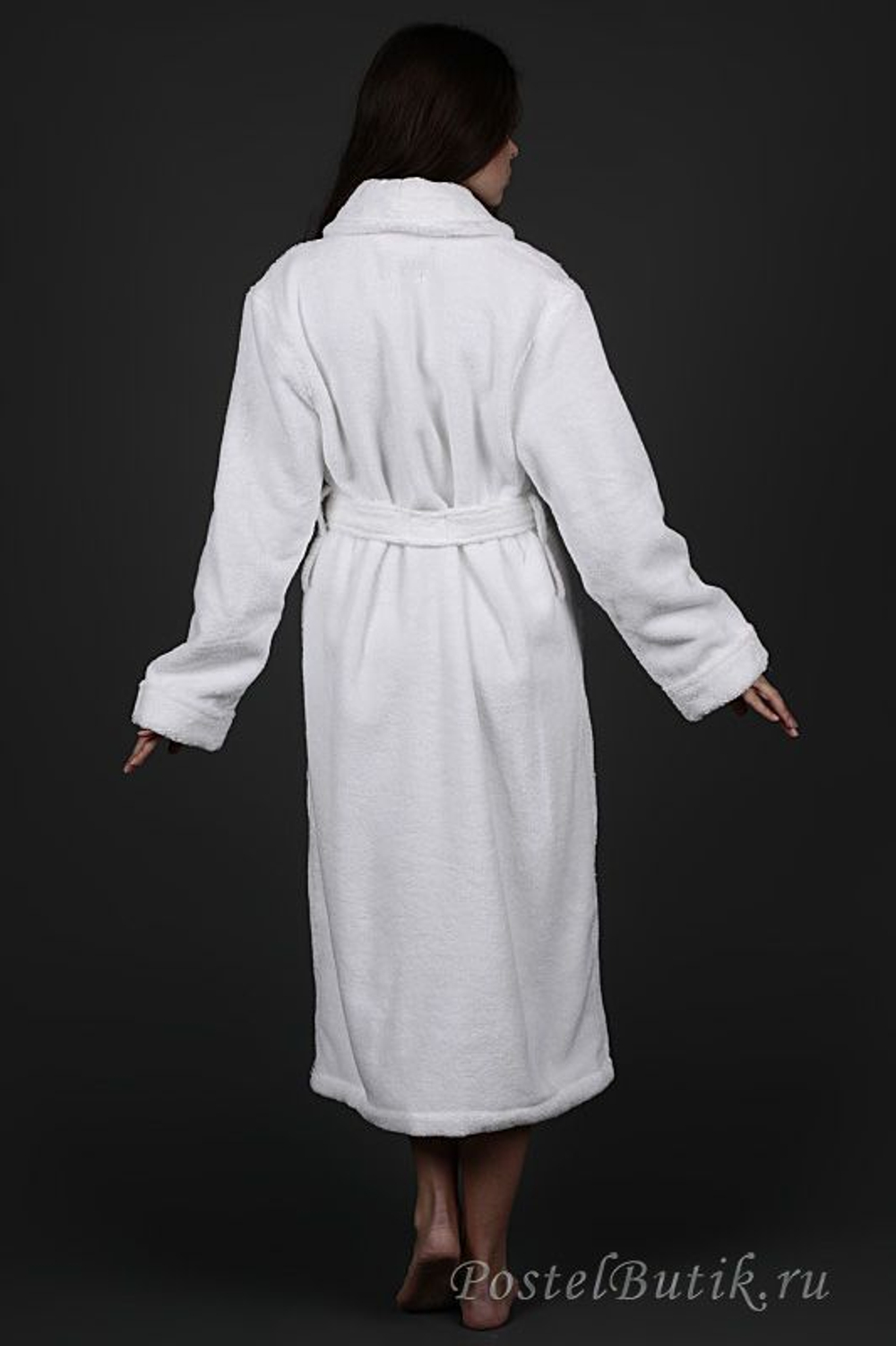 Халат махровый Hamam Sultan белый Турция вид сзади