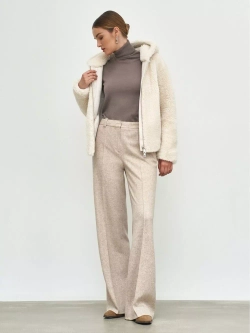 Искусственная шуба с капюшоном, жемчужная, Северина