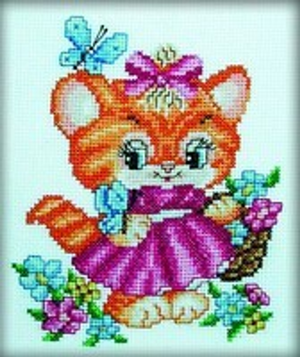 "Котенок и бабочки"-C027  вышивка