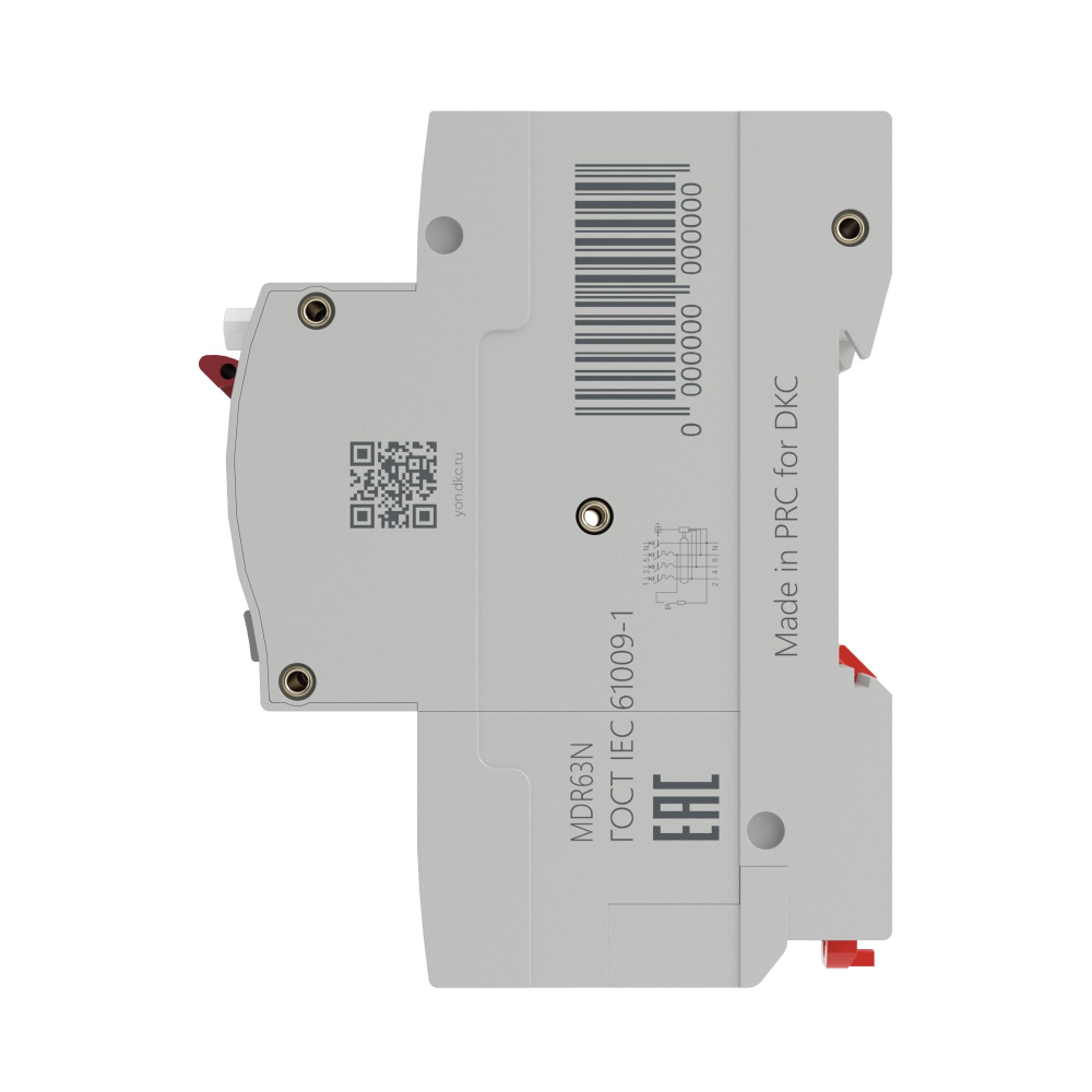 Автоматический выключатель дифференциального тока YON max типа MDR, 3P+N, 100mA, 6A, хар-ка D, 6kA, тип A DKC