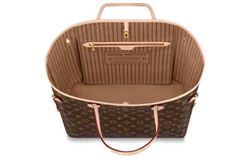 LOUIS VUITTON NEVERFULL Coated Canvas With Leather Handbag, Shoulder Bag Large Women"s Brown