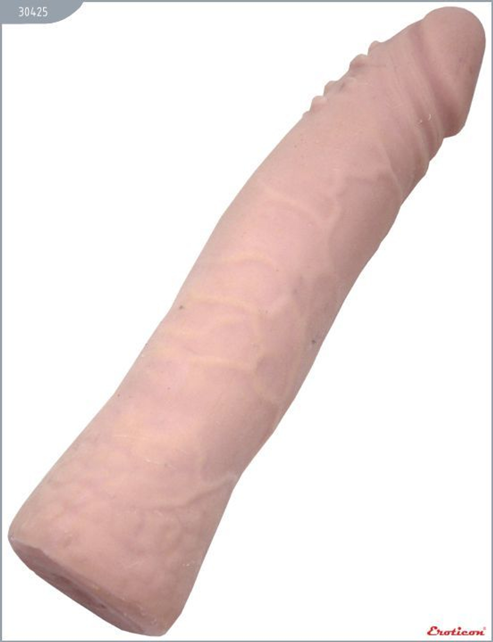 Телесный фаллоимитатор с шипиками под головкой - 18,5 см.