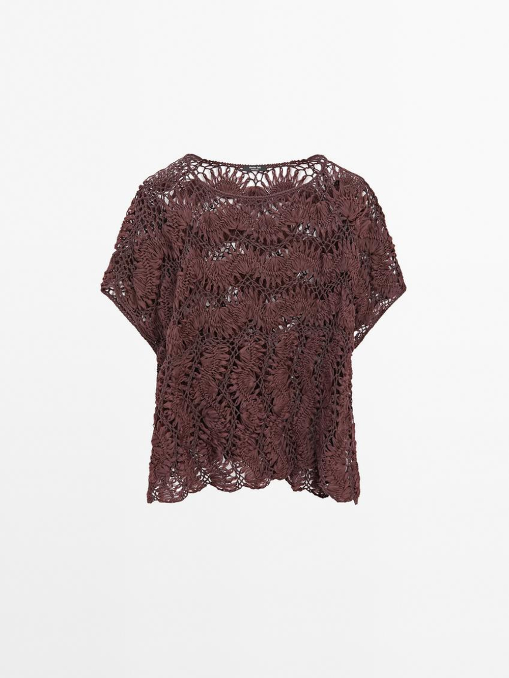 Massimo Dutti Накидка из ажурного кружева, Баклажанный