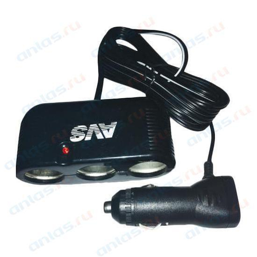 Прикуриватель 3 гнезда черный CS301 AVS