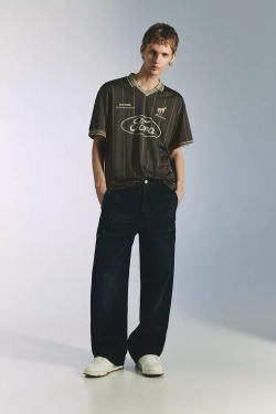 PULL&BEAR Футболка с символикой команды Ford, военно-морской