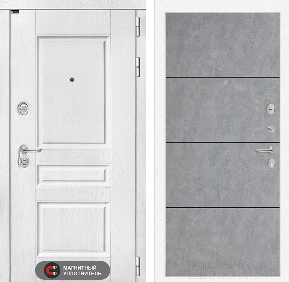 Входная металлическая дверь VERSAL (Версаль)  Альберо браш серебро / 25 Бетон светлый