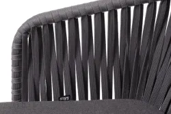 "Бордо" стул плетеный из роупа, каркас алюминий темно-серый (RAL7024) муар, роуп серый 15мм, ткань темно-серая 027