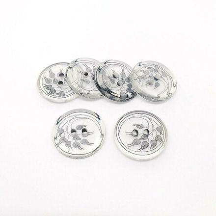 Т52 декор.пришив.элемент 22 мм, цв.прозр с черн узором