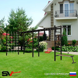 Уличная шведская стенка Sv Sport рукоход х 2 с комплектом турник прямой У54144 (Турник/Брусья/Скамья/Со спинкой/Сетка)
