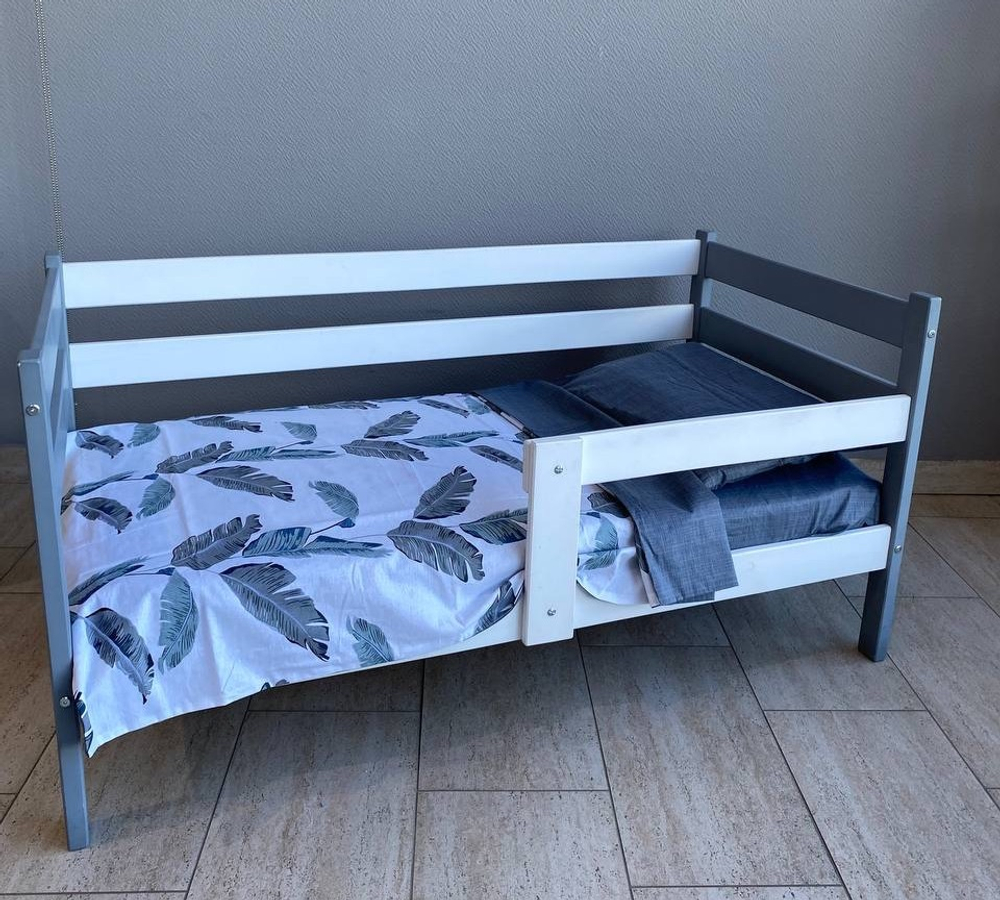 Кровать подростковая "Софа" 160*80 см серо-белая 1 борт (СЧ)