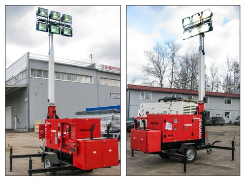 Осветительная мачта Energo YN14YM-S (YANAN) дизельная - [9 м / 6х400 Вт / Yanmar] металлогалогенная, передвижная